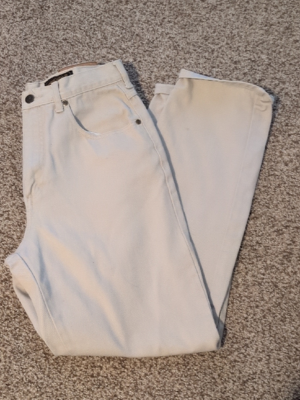 Eddie Bauer Off-White Canvas Jeans with Leather Brand Patch